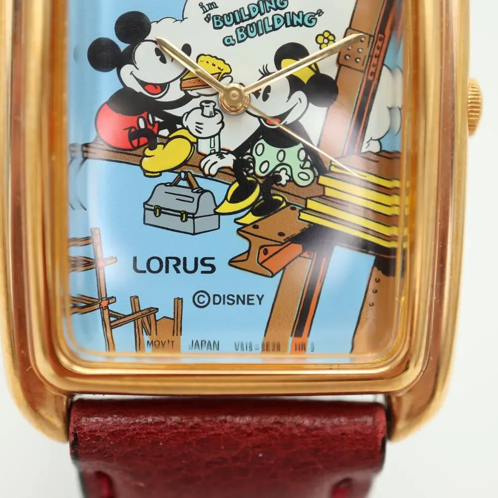Lorus Mickey Mouse Walt Disney Building Tank 27mmm Watch Leather NOS NEW in Tin